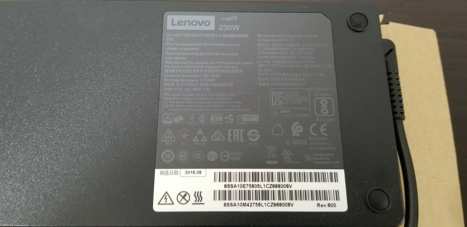 230W Slim Lenovo Legion Y740-17ICHg 81HH0026GE Chargeur Original