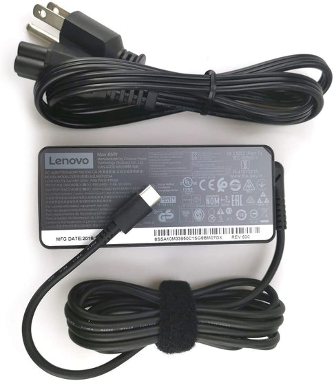 Lenovo 65W USB-C USB Type-C AC Power Supply Adapter/Charger ADLX65YLC3A 01FR024 ThinkPad E480, E580, Yoga 7